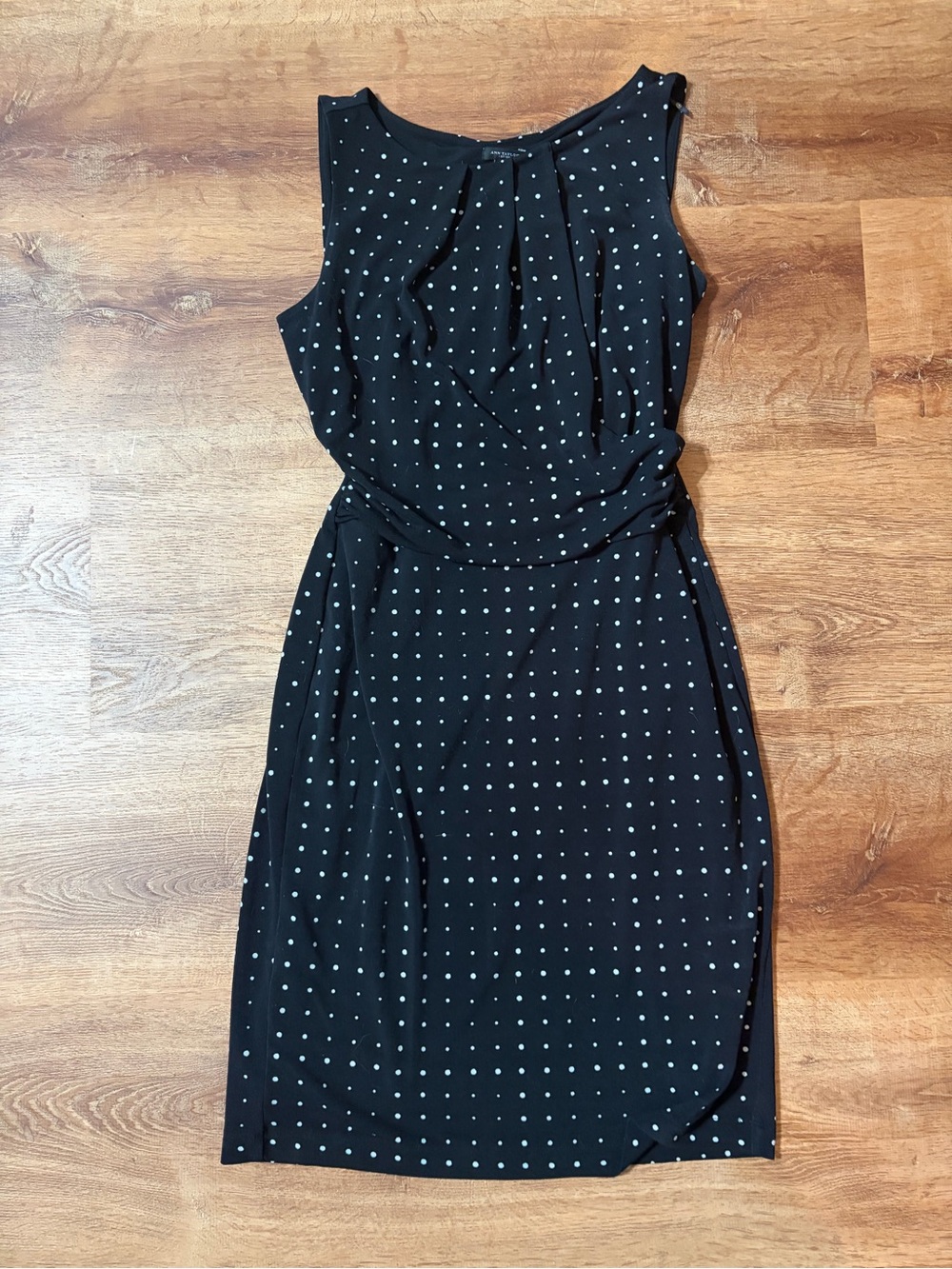 Ann Taylor Black Dress with White Polka Dots